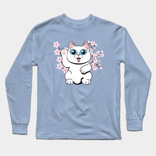 Hi There White Cat Long Sleeve T-Shirt